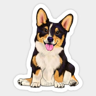 Cute sitting corgi tri color dog Sticker